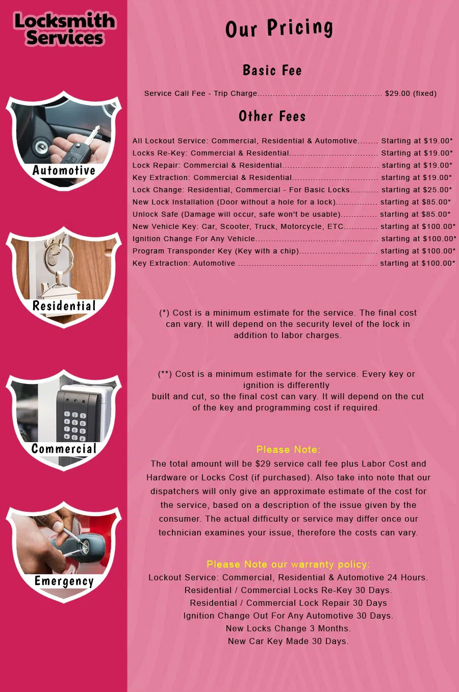 Oradell NJ Locksmith Store Oradell, NJ 201-416-3031 - price-list-c-18